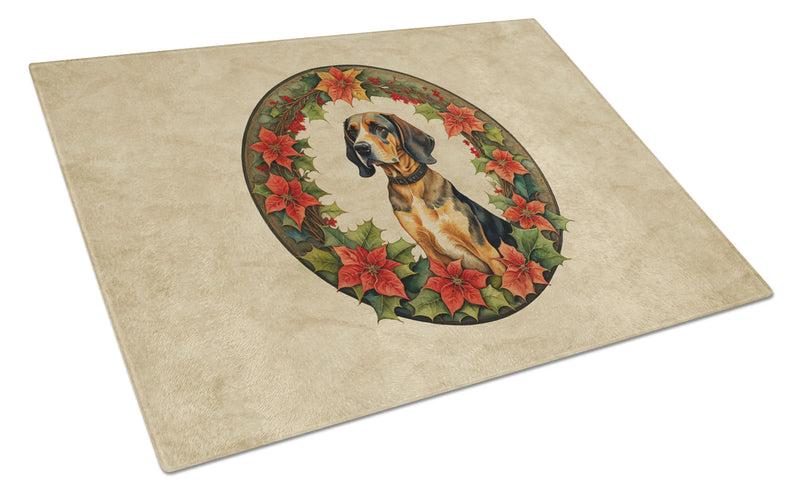 American English Coonhound Christmas Flowers Glass Cutting Board Caroline's Treasures