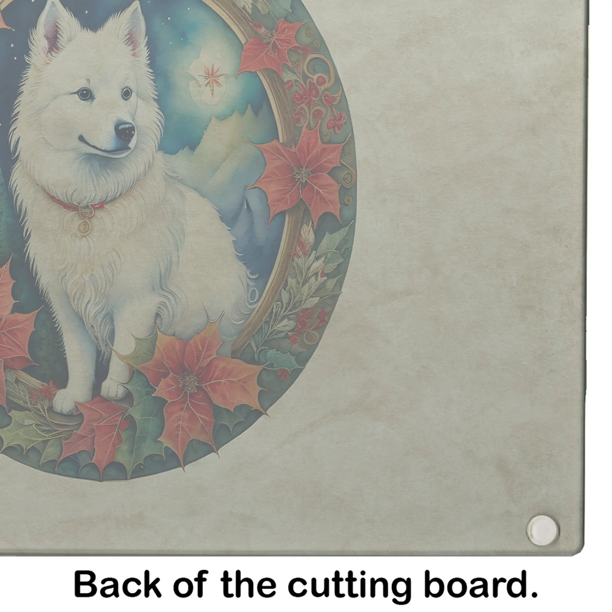 American Eskimo Christmas Flowers Glass Cutting Board Caroline's Treasures