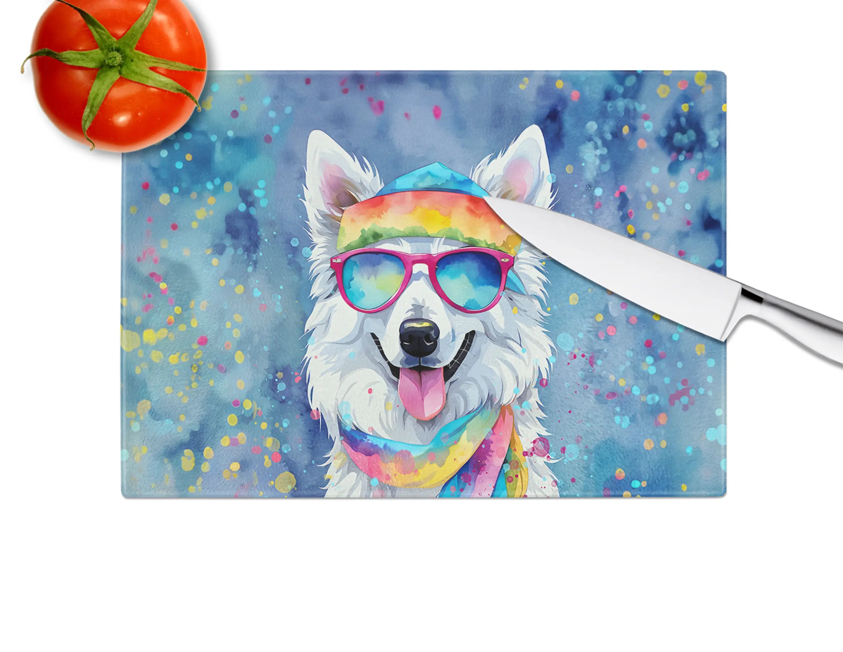 American Eskimo Hippie Dawg Glass Cutting Board Caroline's Treasures