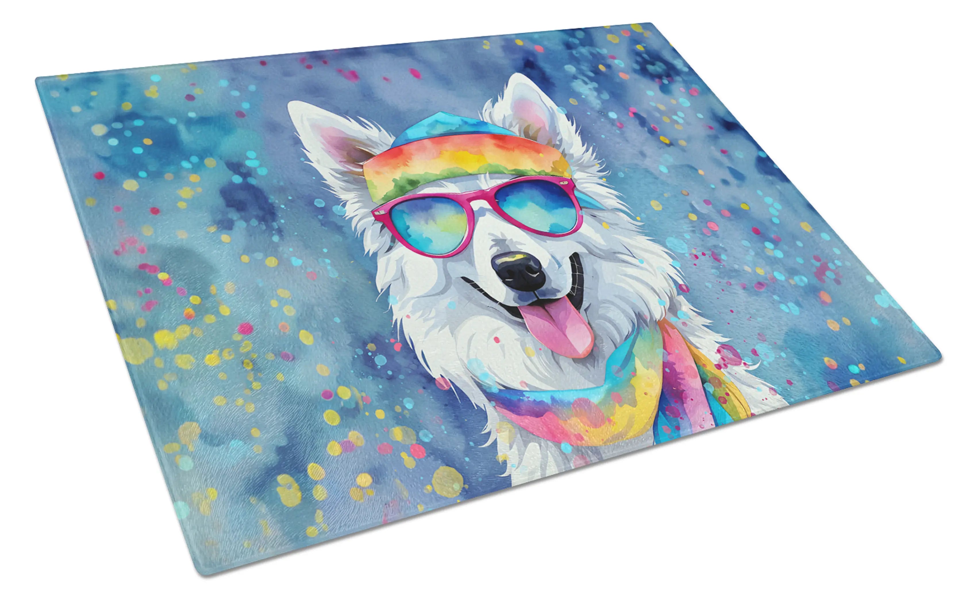 American Eskimo Hippie Dawg Glass Cutting Board Caroline's Treasures