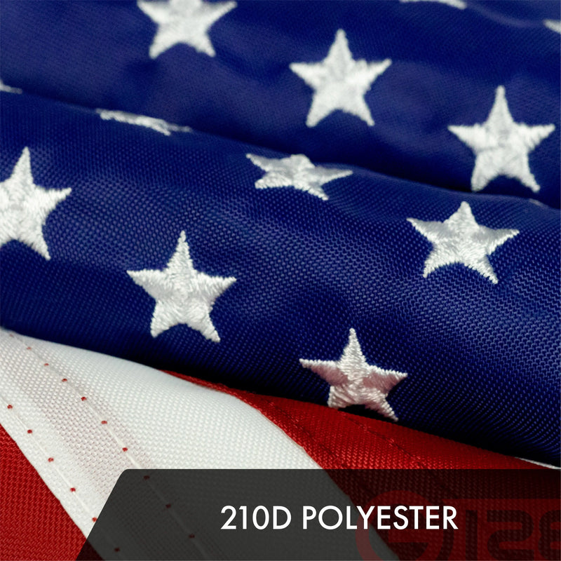 American Flag 210D Embroidered Polyester 12x18 Inch G128