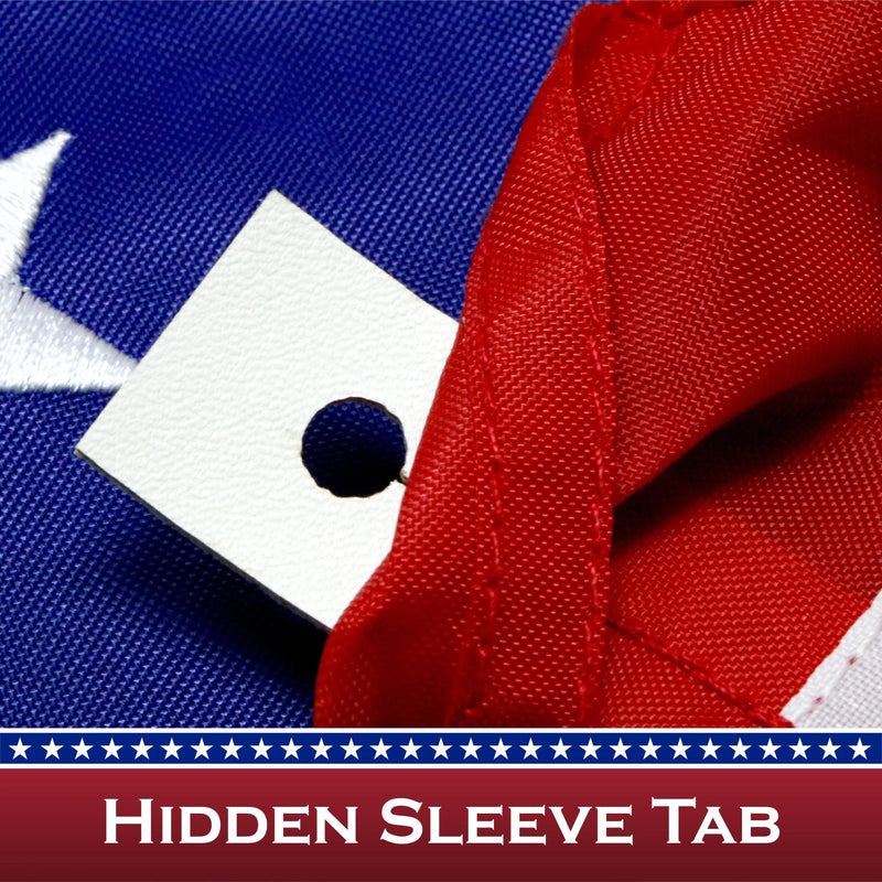 American Flag 210D Embroidered Polyester 2.5x4 Ft - with Pole Sleeve G128