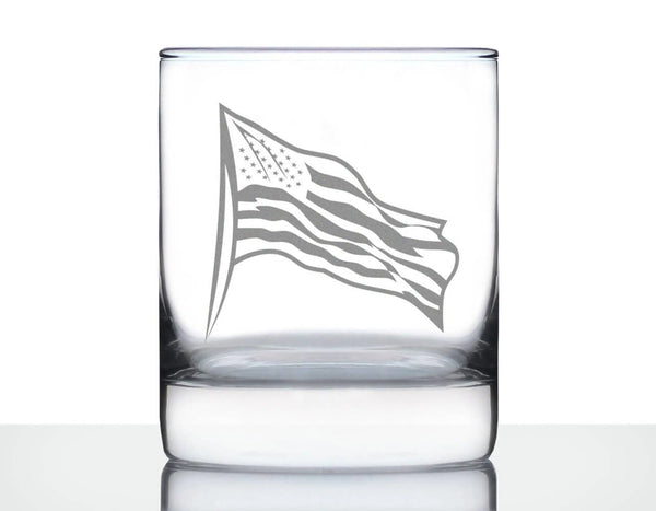 American Flag Whiskey Rocks Glass - Patriotic Gifts Bevvee