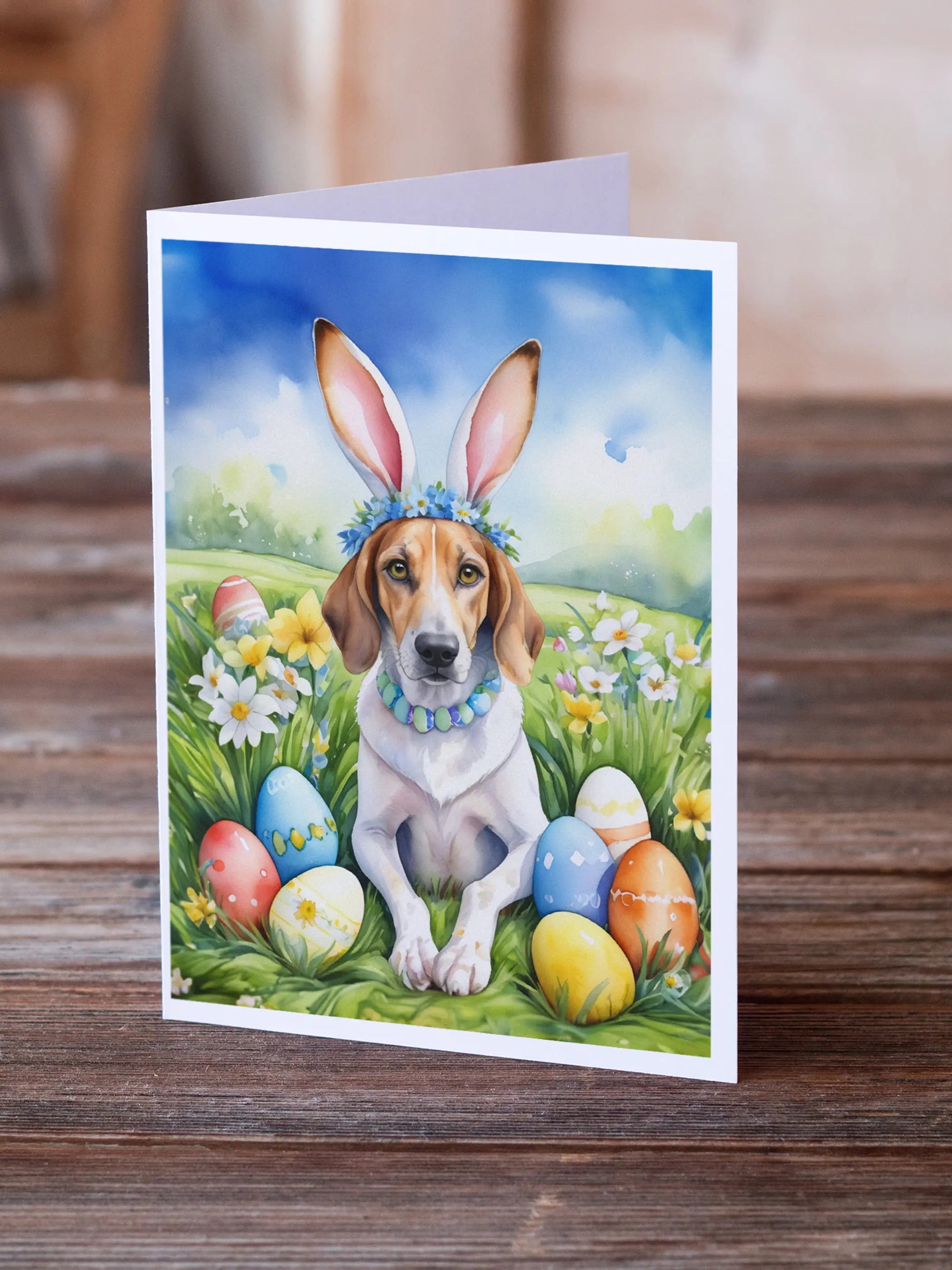 American Foxhound Easter Egg Hunt Greeting Cards Pack of 8 Caroline's Treasures