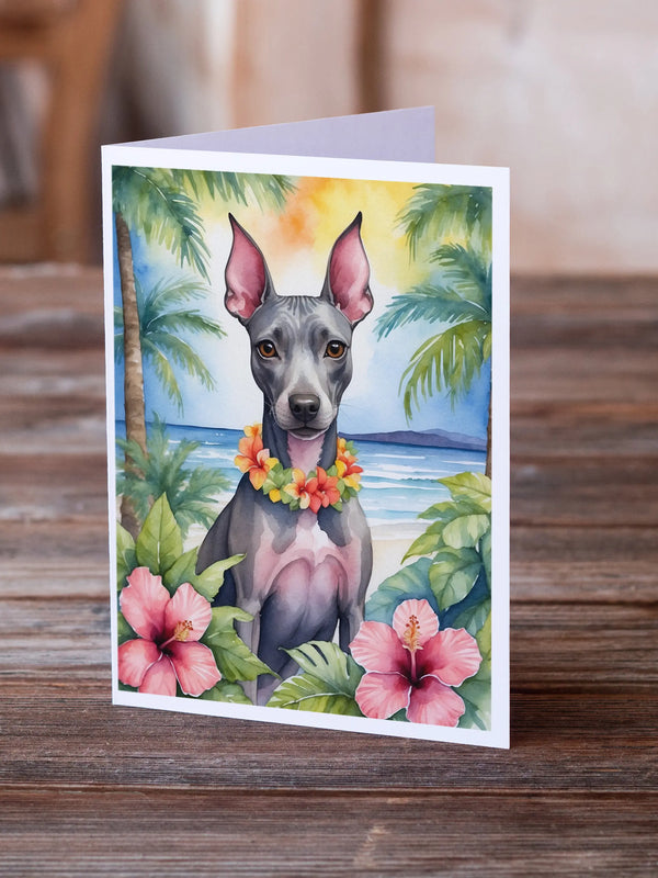 American Hairless Terrier Luau Greeting Cards Pack of 8 Caroline's Treasures