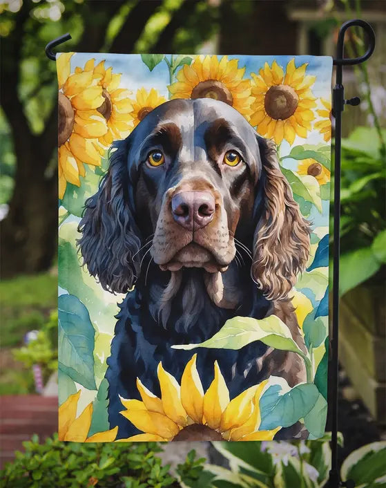 American Water Spaniel in Sunflowers Garden Flag Caroline's Treasures