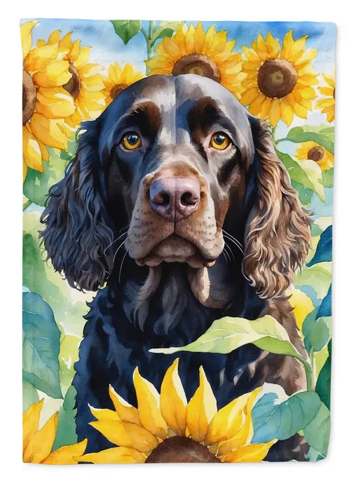 American Water Spaniel in Sunflowers Garden Flag Caroline's Treasures