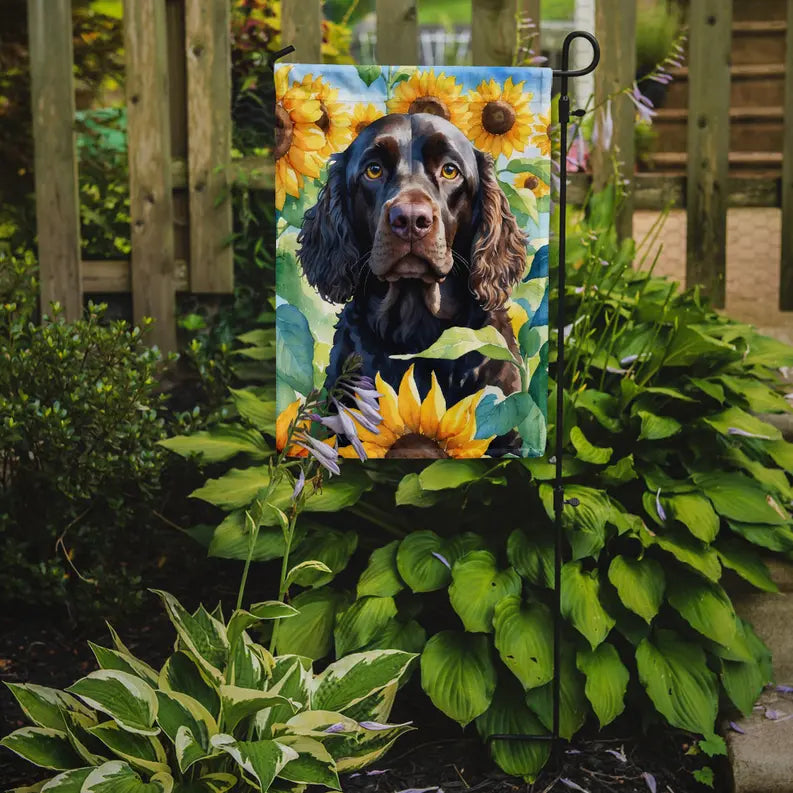 American Water Spaniel in Sunflowers Garden Flag Caroline's Treasures