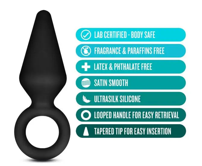 Anal Adventures Platinum Silicone Loop Plug - Small Black Blush Novelties