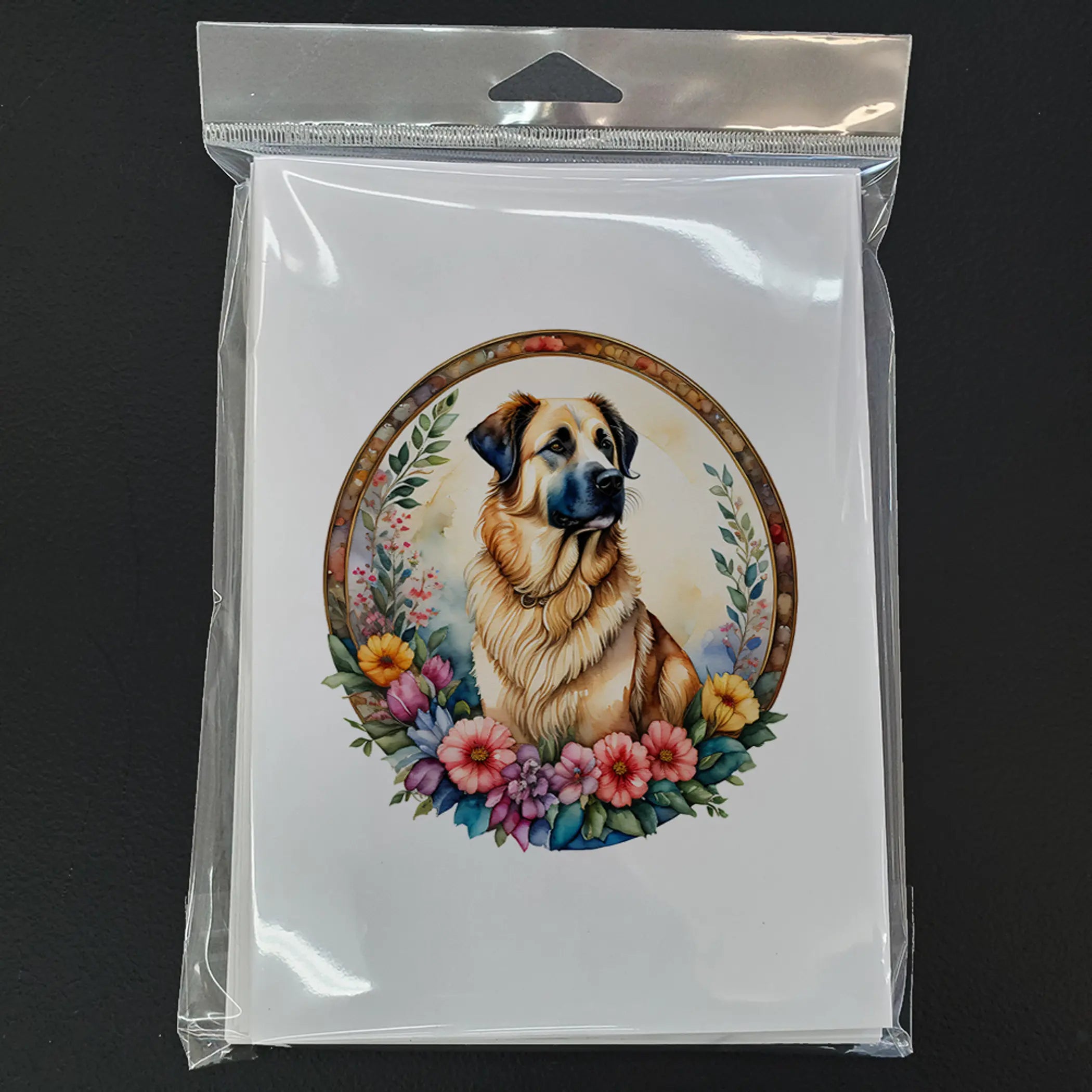 Anatolian Shepherd Dog and Flowers Greeting Cards Pack of 8 Caroline's Treasures