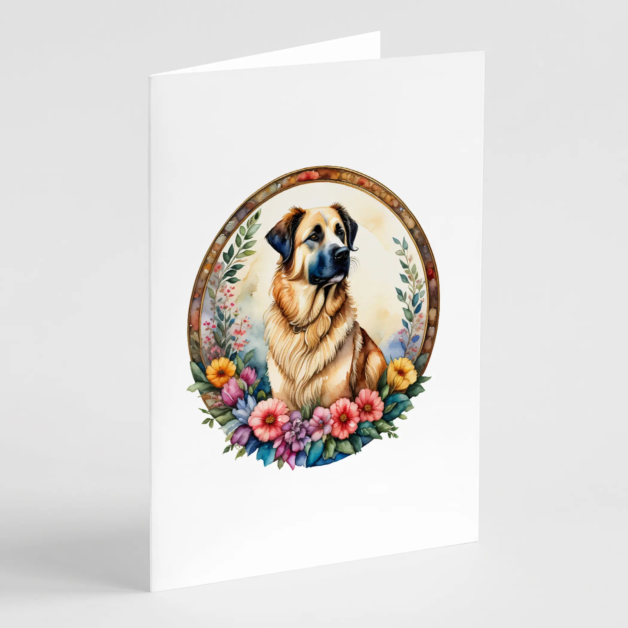 Anatolian Shepherd Dog and Flowers Greeting Cards Pack of 8 Caroline's Treasures