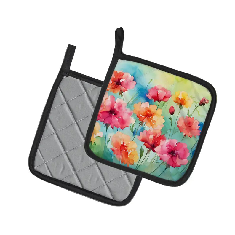 Anemones in Watercolor Pair of Pot Holders Caroline's Treasures