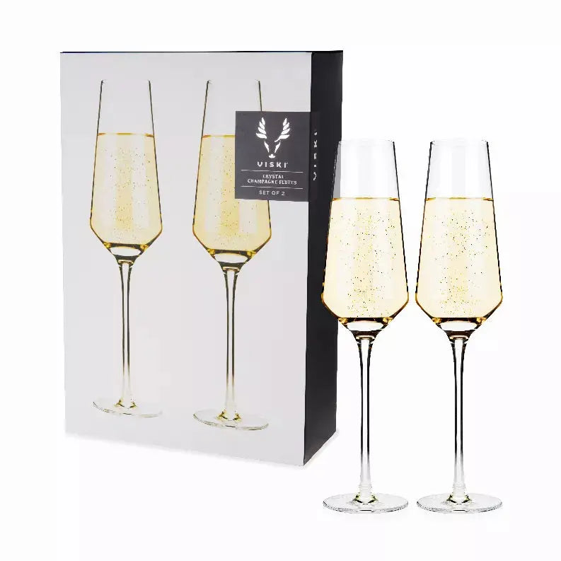 Angled Crystal Champagne Flutes By Viski True Brands