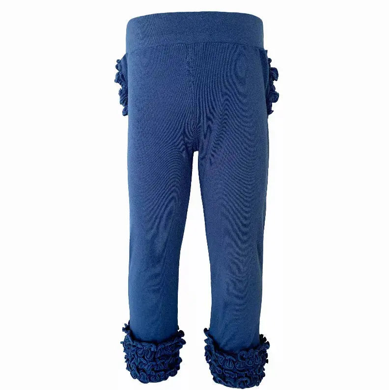 AnnLoren Baby Toddler Big Girls Boutique Navy Ruffle Butt Leggings AnnLoren