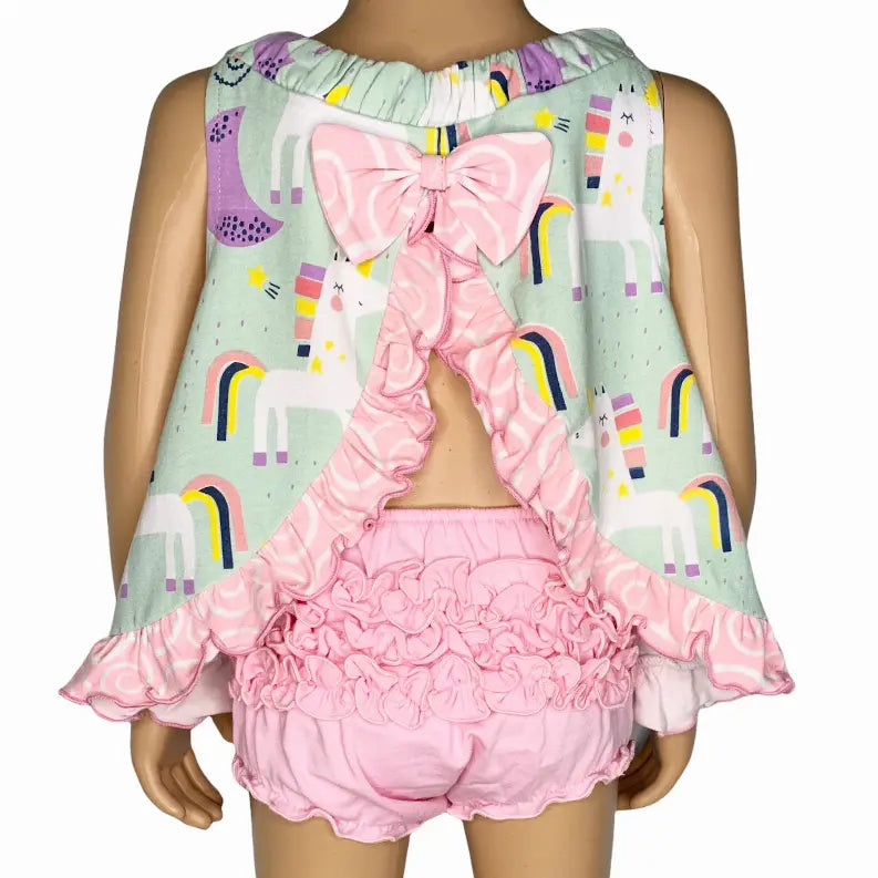 AnnLoren Baby and Big Girls Unicorn Swing Tank Top Spring Summer Separates AnnLoren