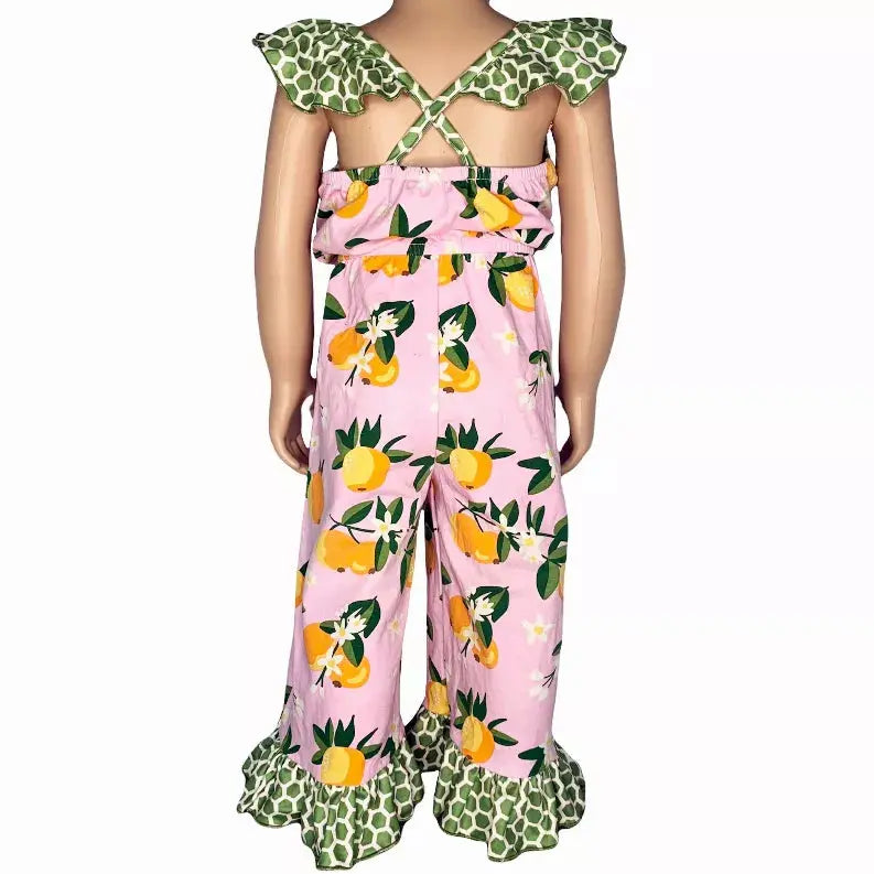 AnnLoren Big Little Girls Pretty as a Peach Capri Jumpsuit One Piece Outfit AnnLoren