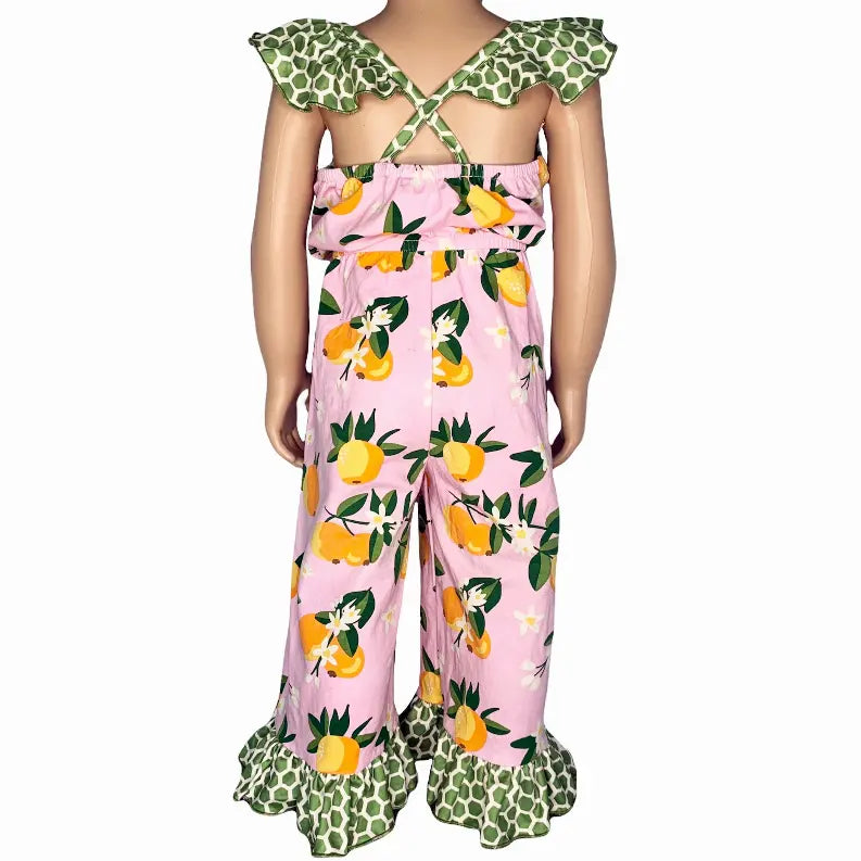 AnnLoren Big Little Girls Pretty as a Peach Capri Jumpsuit One Piece Outfit AnnLoren