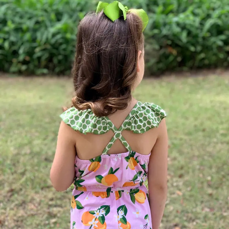 AnnLoren Big Little Girls Pretty as a Peach Capri Jumpsuit One Piece Outfit AnnLoren