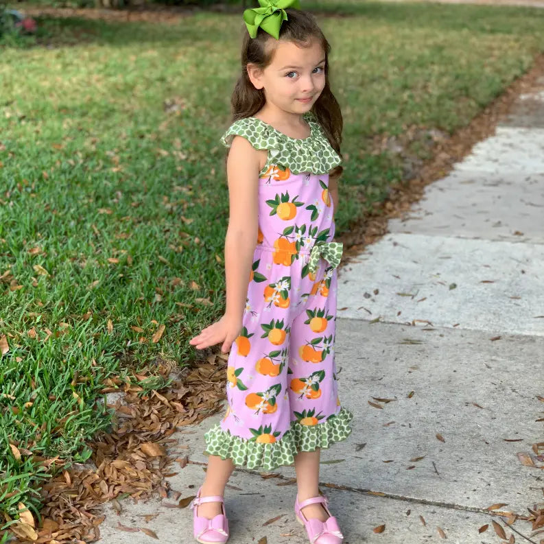 AnnLoren Big Little Girls Pretty as a Peach Capri Jumpsuit One Piece Outfit AnnLoren