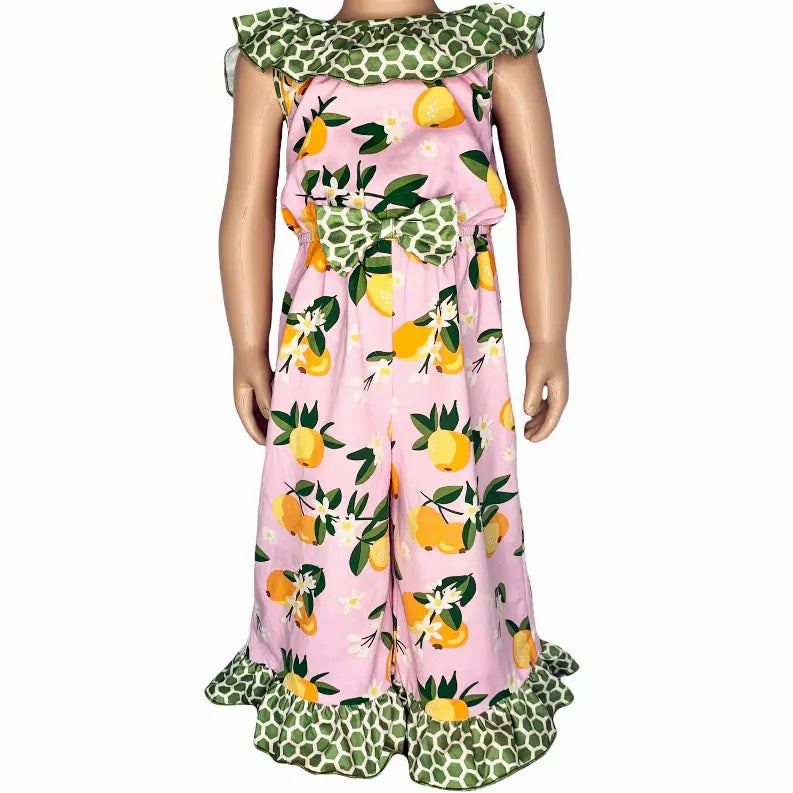 AnnLoren Big Little Girls Pretty as a Peach Capri Jumpsuit One Piece Outfit AnnLoren