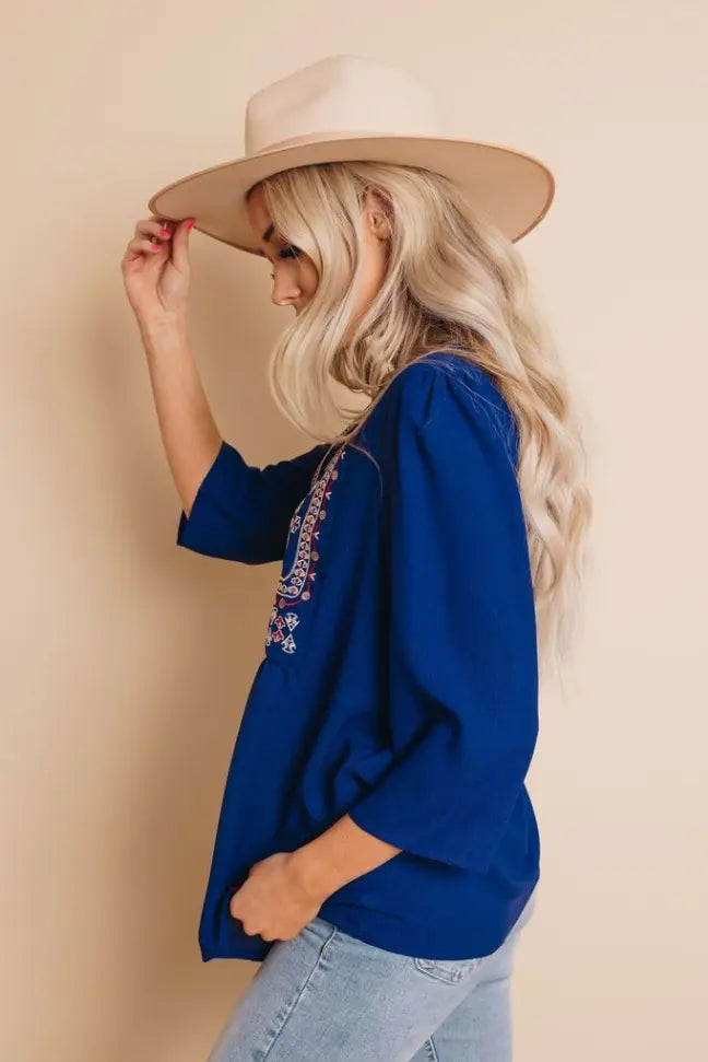 AnnaMarie Embroidered Blouse Stay Warm in Style
