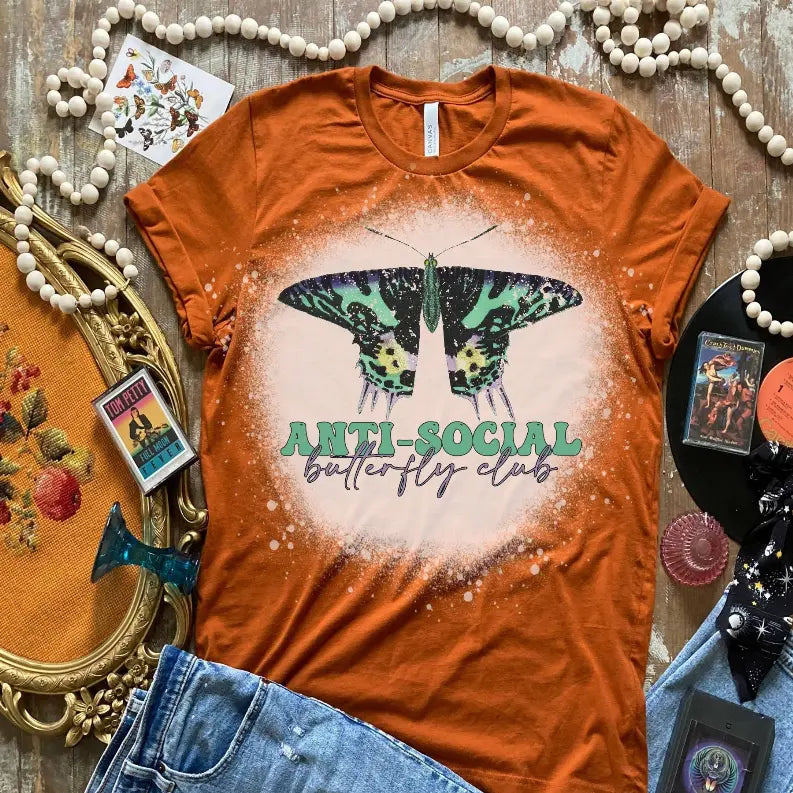 Anti-Social Butterfly Club Shirt Bleached CK's Boutique