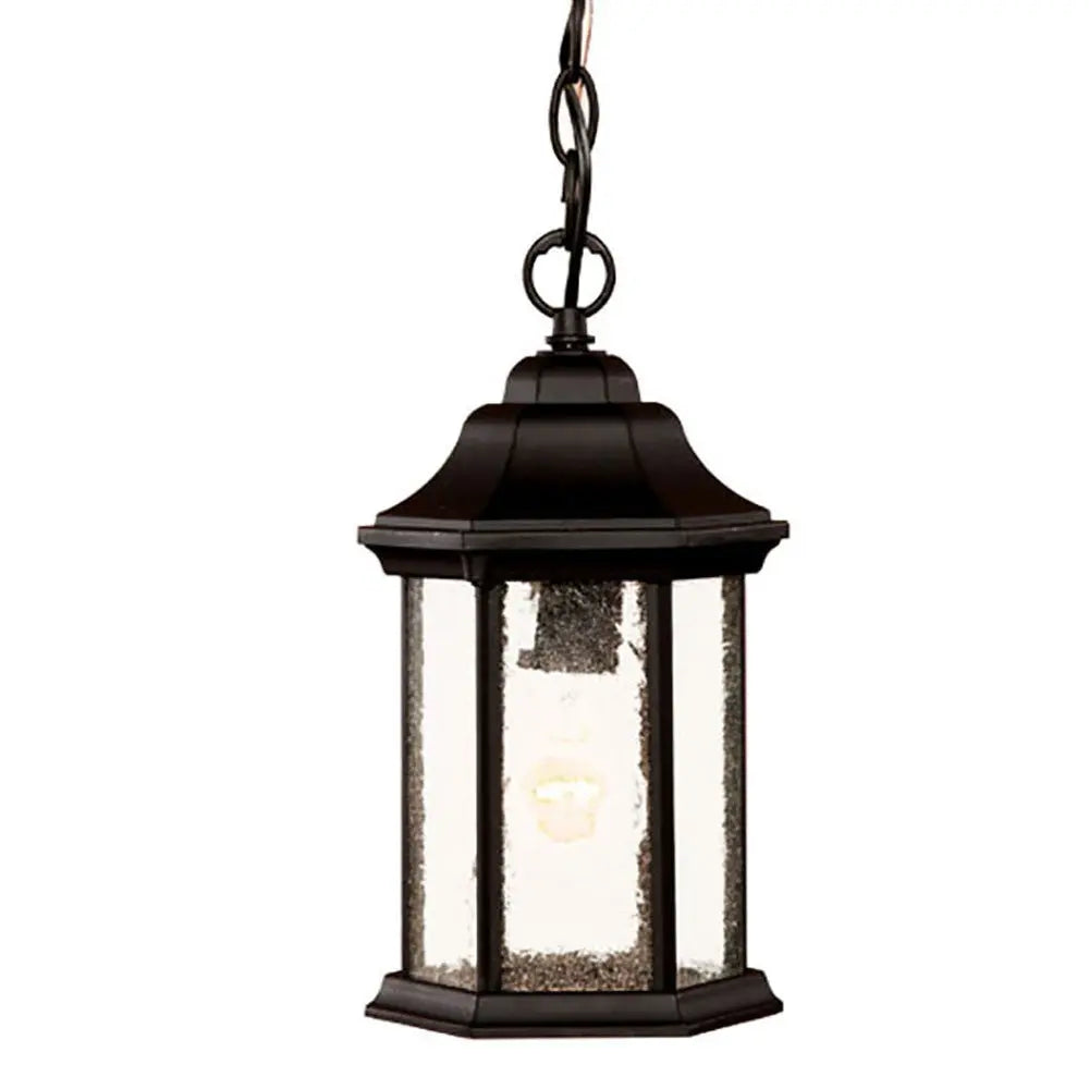 Antique Black Textured Glass Lantern Hanging Light Homeroots Outdoor