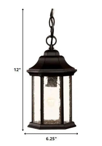 Antique Black Textured Glass Lantern Hanging Light Homeroots Outdoor
