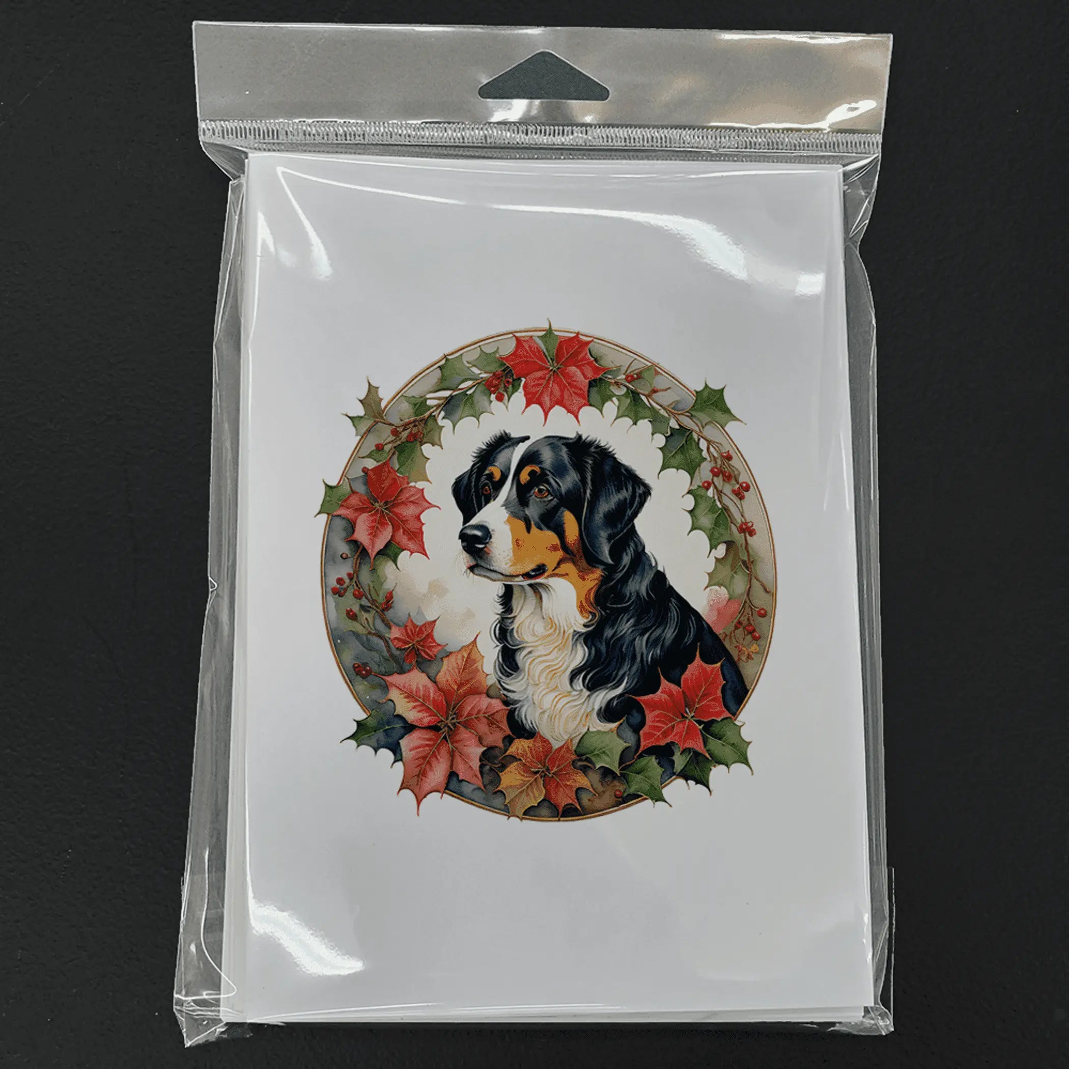 Appenzeller Sennenhund Christmas Flowers Greeting Cards Pack of 8 Caroline's Treasures