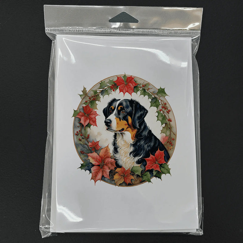 Appenzeller Sennenhund Christmas Flowers Greeting Cards Pack of 8 Caroline's Treasures