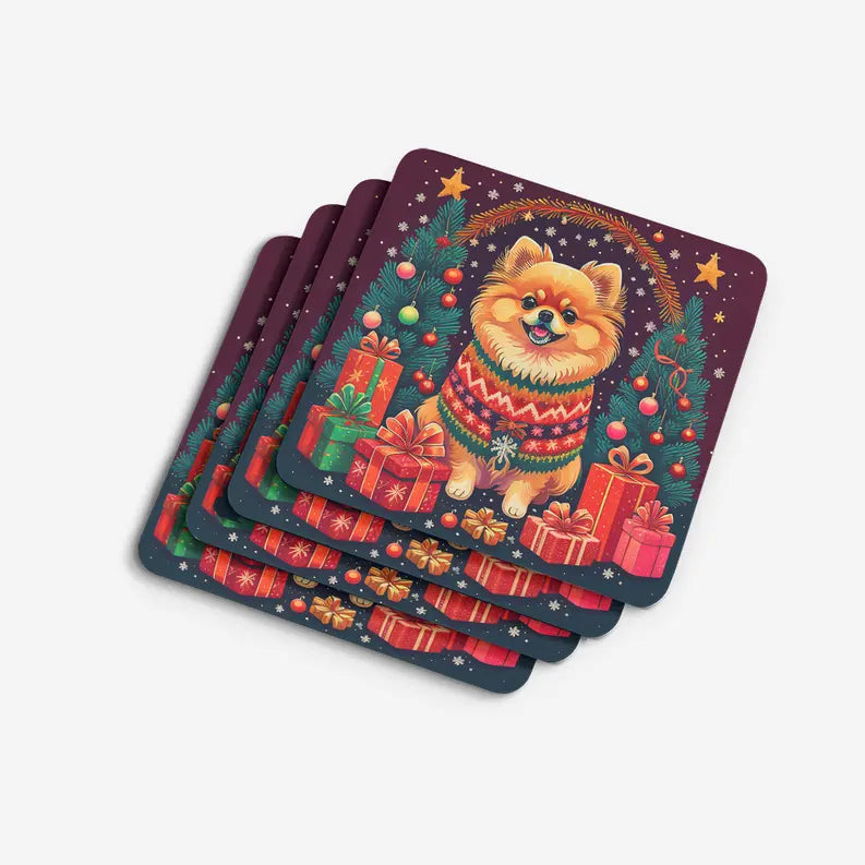 Apricot Toy Poodle Christmas Foam Coasters Caroline's Treasures