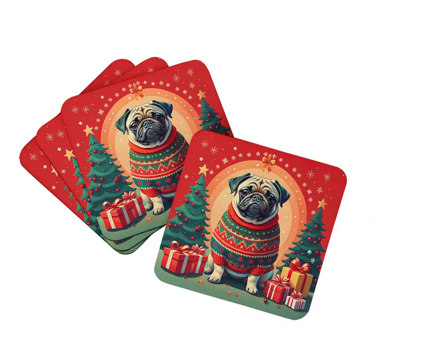 Apricot Toy Poodle Christmas Foam Coasters Caroline's Treasures