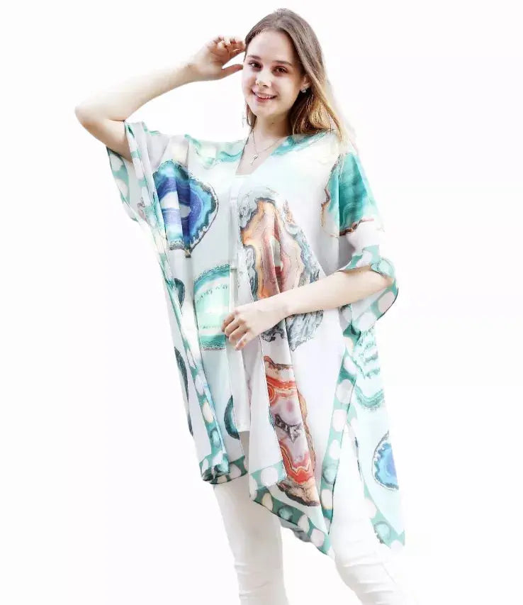 Aqua Crystal Stone Kimono JC Sunny Fashion