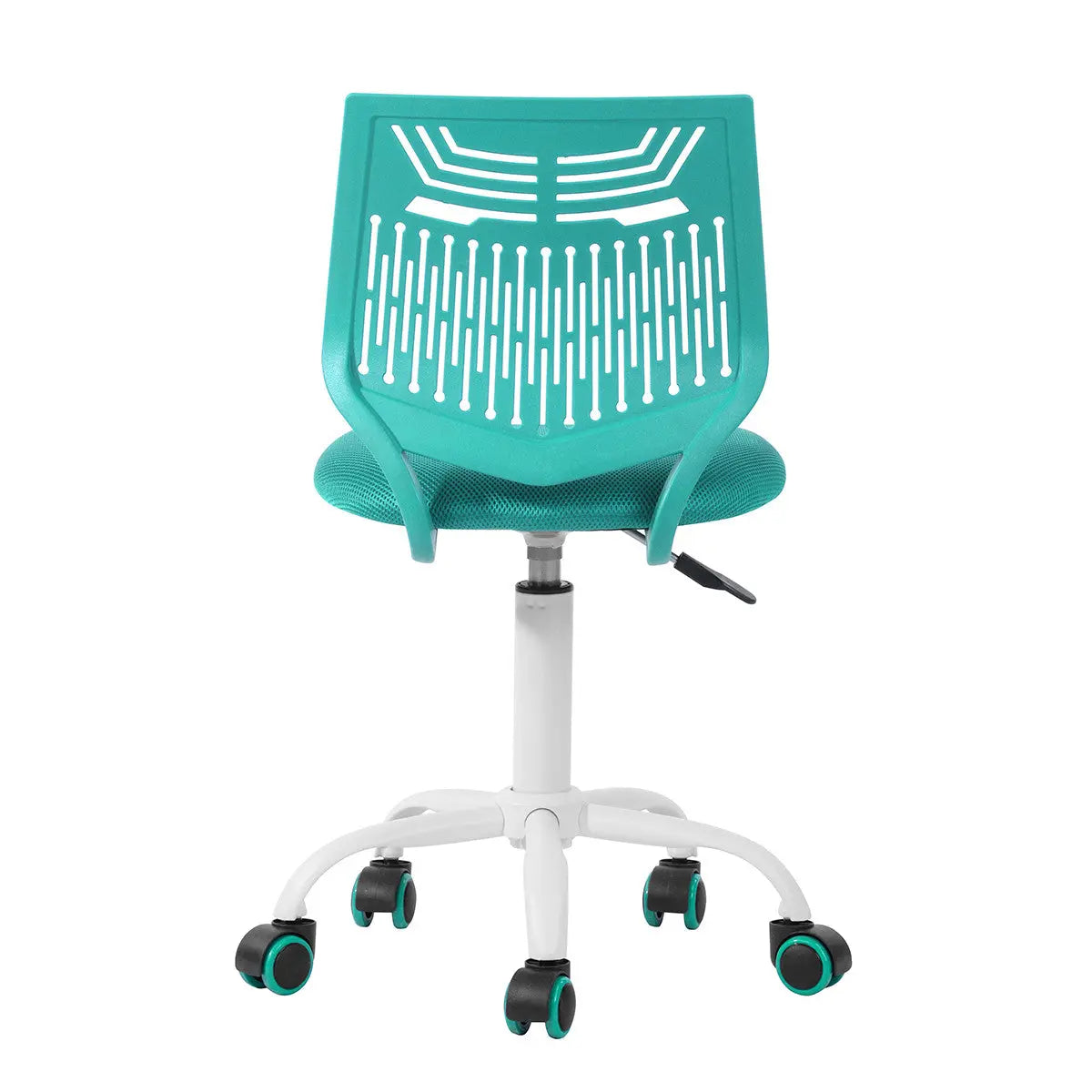 Aqua and White Adjustable Height Swivel Rolling Office Chair Homeroots Office