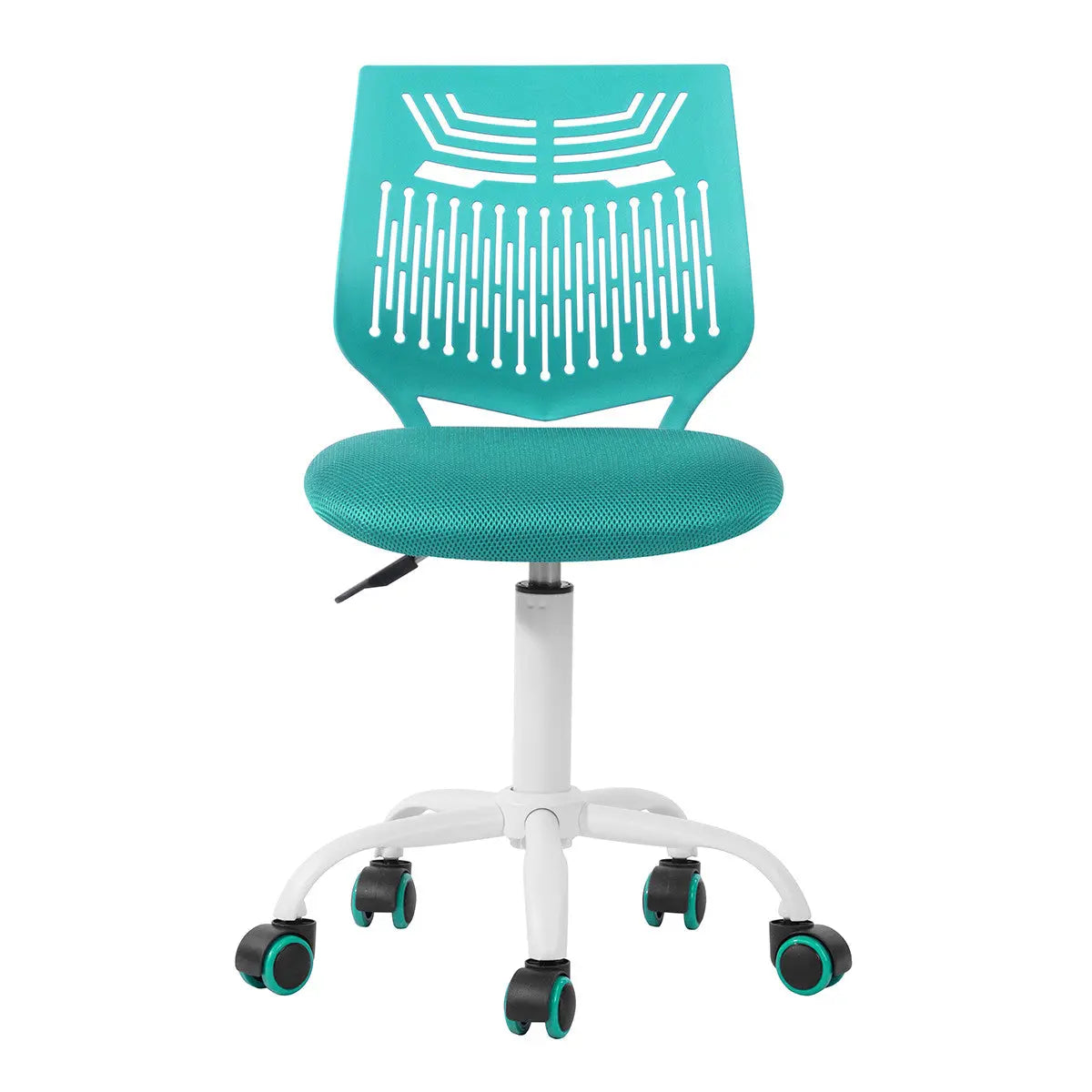 Aqua and White Adjustable Height Swivel Rolling Office Chair Homeroots Office