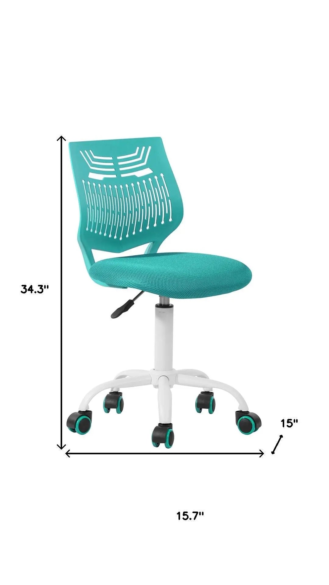 Aqua and White Adjustable Height Swivel Rolling Office Chair Homeroots Office