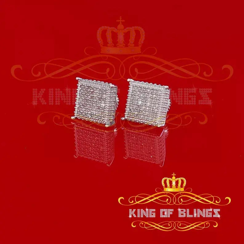 Aretes Para Hombre 925 Sterling Silver Carat Round Diamond Stud men's Earrings King Of Bling