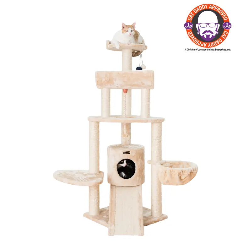 Armarkat Real Wood Spacious Thick Fur Cat Tower W Lounge AeroMark