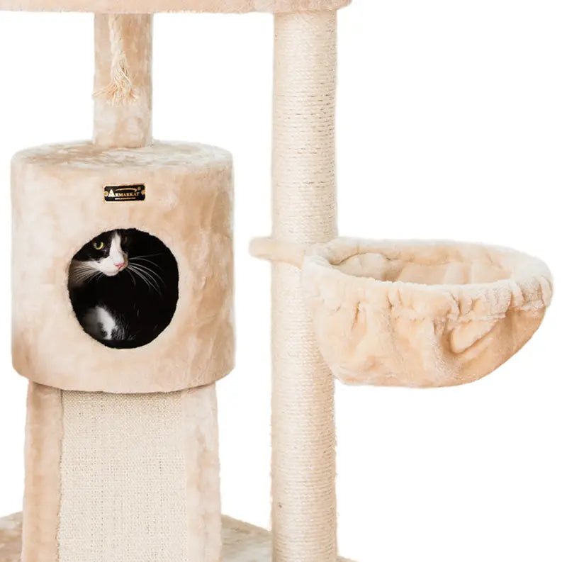 Armarkat Real Wood Spacious Thick Fur Cat Tower W Lounge AeroMark