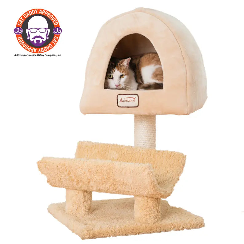Armarkat X3007 Cat Condo, Real Wood Cat Scratching Post AeroMark