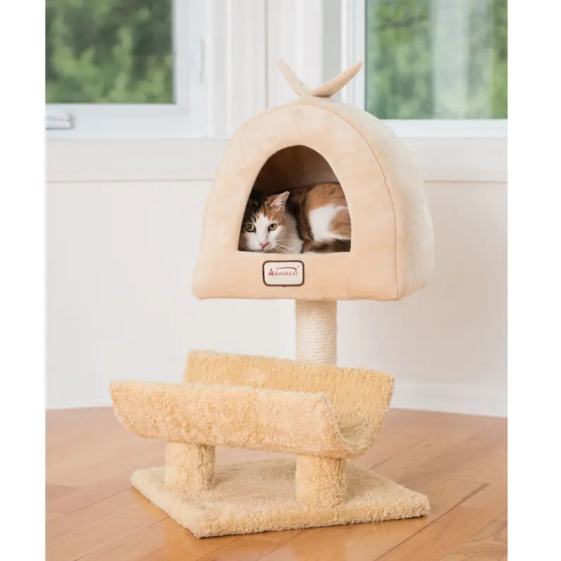 Armarkat X3007 Cat Condo, Real Wood Cat Scratching Post AeroMark