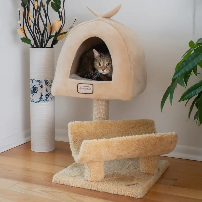 Armarkat X3007 Cat Condo, Real Wood Cat Scratching Post AeroMark