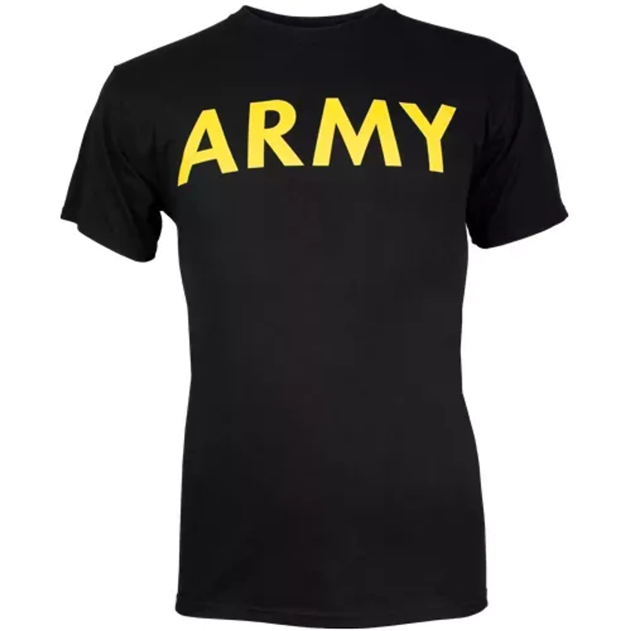 Army Black T-Shirt Yellow Imprint Fox Outdoor