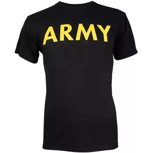 Army Black T-Shirt Yellow Imprint Fox Outdoor
