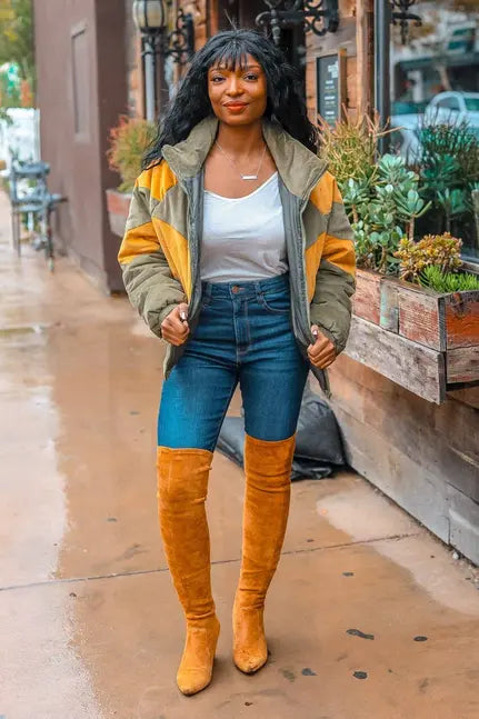 Around the Block Color Block Zip up Oversize Jacket SurelyMine
