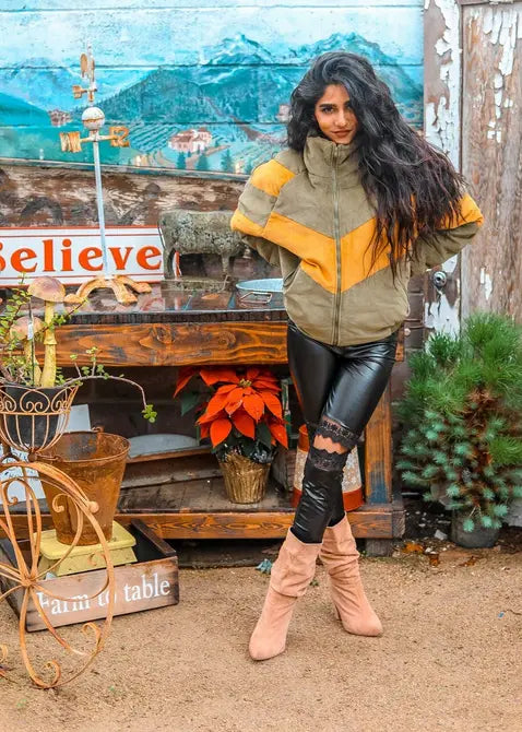 Around the Block Color Block Zip up Oversize Jacket SurelyMine
