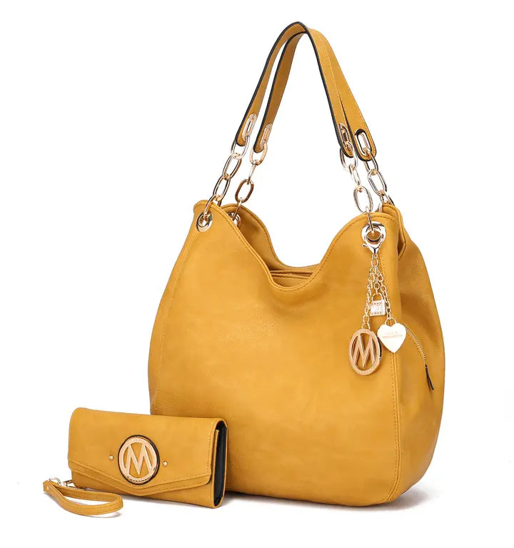 Ashley Vegan Leather Women's Hobo Shoulder Bag with Wallet MKF Colletion by Mia K.
