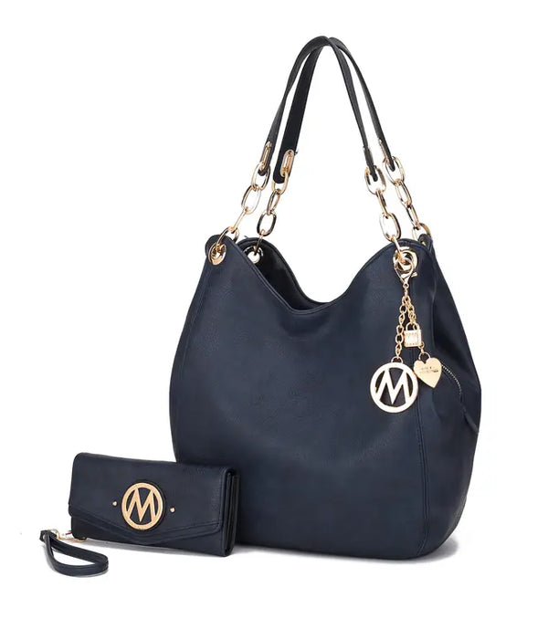 Ashley Vegan Leather Women's Hobo Shoulder Bag with Wallet MKF Colletion by Mia K.