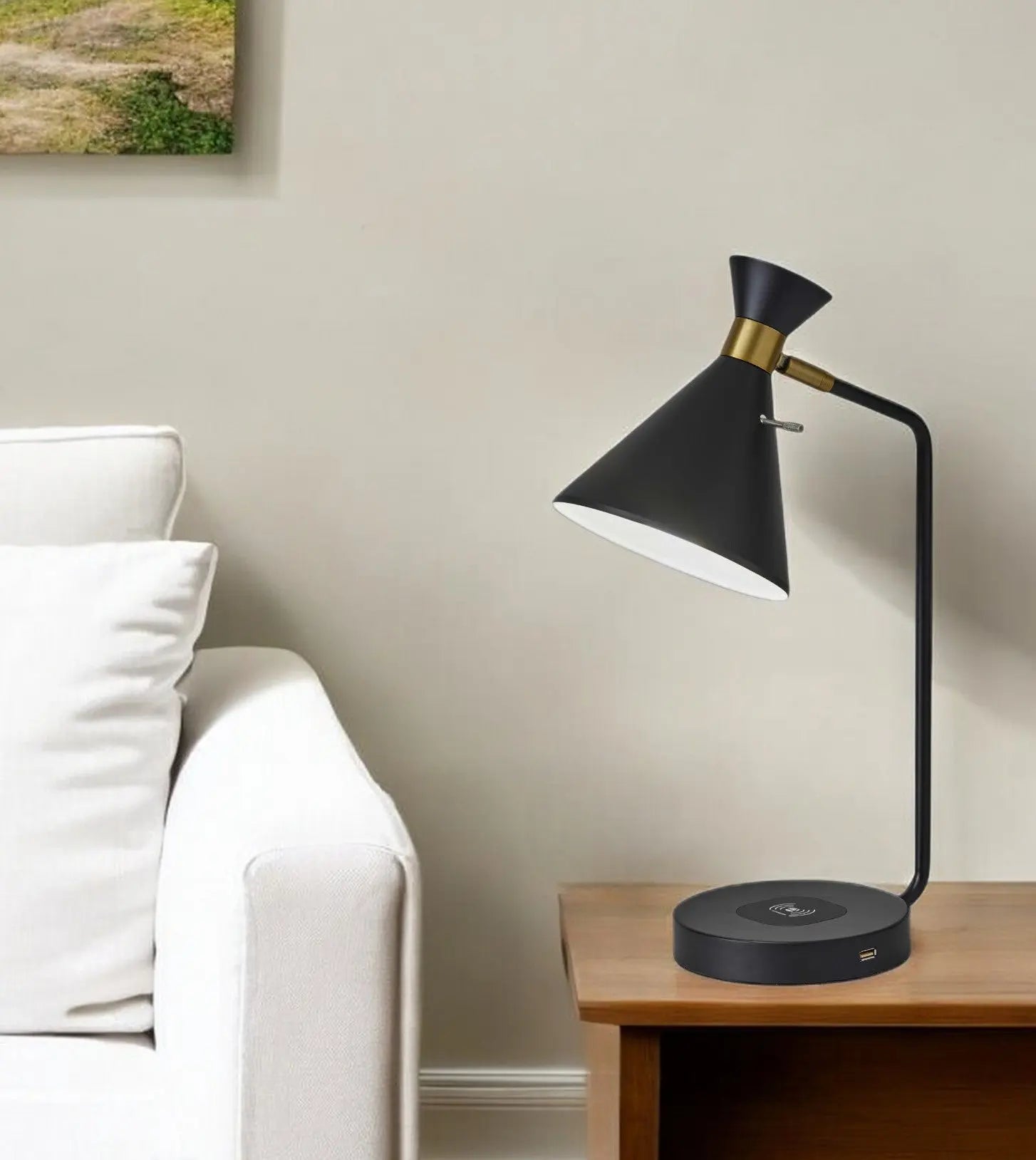 Asymmetrical Diabolo Black Metal Desk Lamp - GreatEagleInc