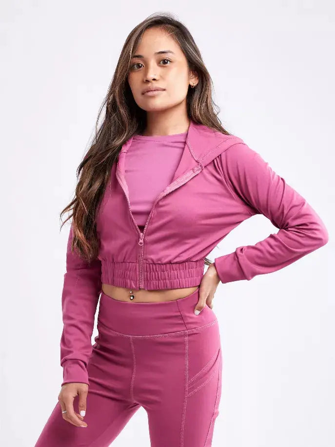 Athletic Zip-Up Crop Hoodie Jacket JupiterGear